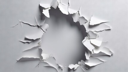  a hole in the wall that has been torn in half.  generative ai