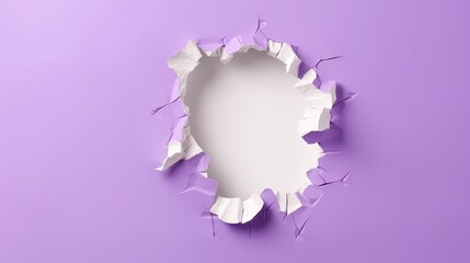  a hole in the paper with a hole in it on a purple background.  generative ai