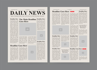 Newspaper template and classic daily newspaper layout. - obrazy, fototapety, plakaty