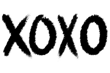 Grunge XOXO word in handwritten chalk brush style, isolated. Vector Illustration. EPS 10.