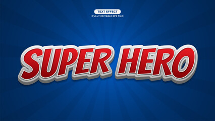 Super Hero 3D Vector Text Effect with Cartoon and Animation Style