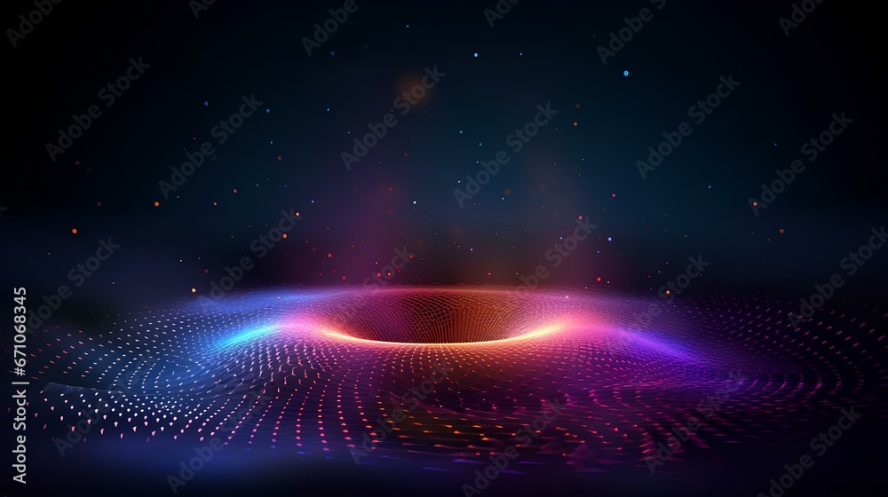 Wall mural abstract background with dynamic particles, circular grid pattern