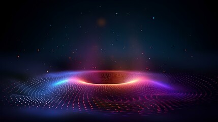 Abstract background with dynamic particles, circular grid pattern  - obrazy, fototapety, plakaty