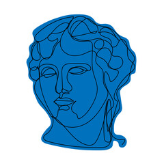 One line illustration of Greek sculpture. Vector line art for logo, poster, tattoo.