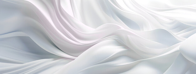 White fabric silk waves - white curved, White gray satin texture  panorama abstract background wallpaper