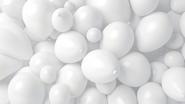  a large group of white balloons floating in the air together. generative ai © Nadia