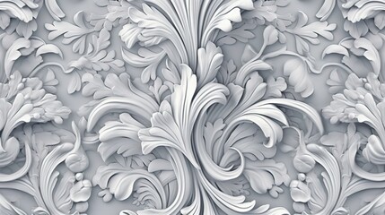  a close up view of a wallpaper with white flowers.  generative ai - obrazy, fototapety, plakaty