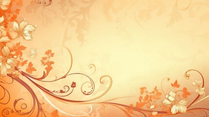  a floral background with butterflies and swirls on an orange background.  generative ai