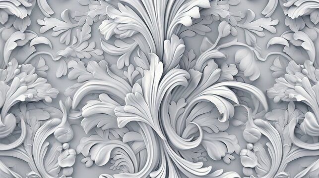  a close up view of a wallpaper with white flowers.  generative ai