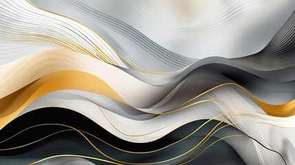  an abstract background with wavy lines and gold and silver colors.  generative ai