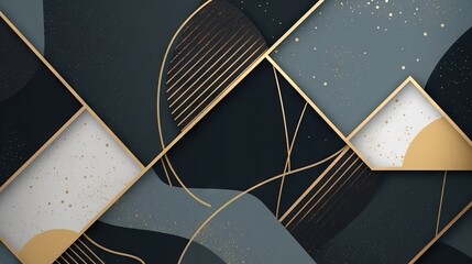  a black and gold abstract wallpaper with a geometric design.  generative ai