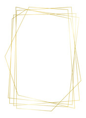 Golden metal frame isolated on white. Vector curved frame for photo and text	