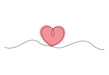 Heart icon continuous one line drawing minimalism concept of love. Isolated on white background vector illustration. Pro vector. 