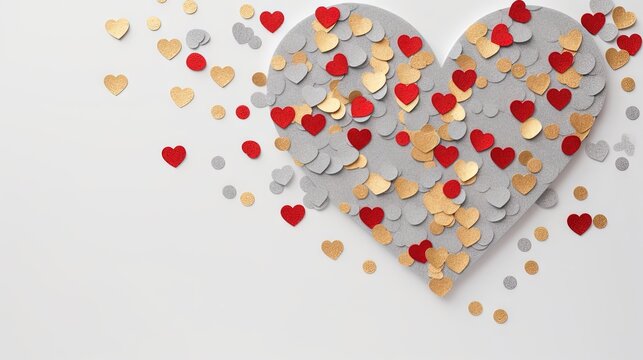  a paper heart surrounded by confetti and confetti.  generative ai