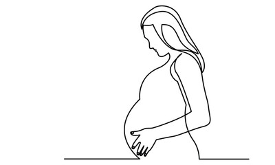 Continuous one-line drawing of a Beautiful Pregnant Woman.Happy Pregnant Woman hand-drawn line art vector concept of Happy mother, woman, pregnancy Vector illustration.