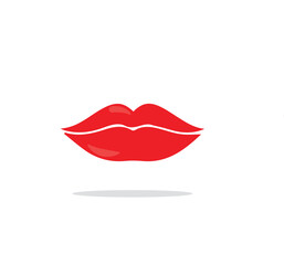 Red female lips collection. Woman lip expressed differernt emotion set. Biting, Smile, Kiss, Beauty concept. Trendy isolated background. Modern pop art style, Simple flat vector design illustration.