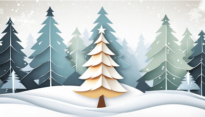 Obraz premium Christmas Tree in a Snowy Field
