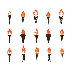 set of logo fire torch vector icon