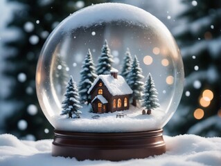 A Snow Globe With A Small House Inside