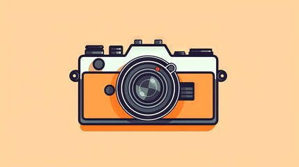  an orange camera with a lens on it's side.  generative ai - obrazy, fototapety, plakaty