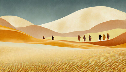 Wandering in the desert - obrazy, fototapety, plakaty