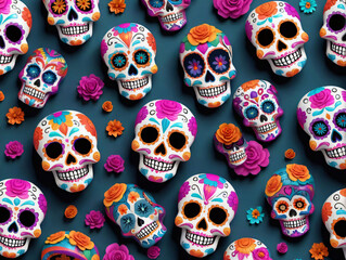 Colorful Sugar Skulls Wallpaper