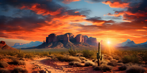 Naklejka premium Arizona desert landscape illustration background