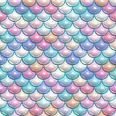 3D Inflated Puffy Mermaid Scales. Seamless Tileable Pattern.