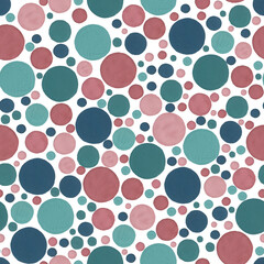 Seamless pattern. Gouache technique. Multi-colored circles small and large.