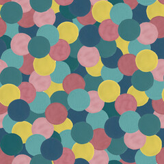 Seamless pattern. Gouache technique. Geometry, multi-colored circles.
