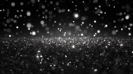  a black and white photo of snow flakes on a dark background.  generative ai