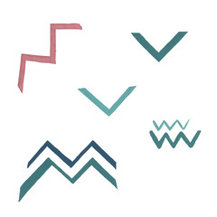 Zigzag. Gouache illustration. Isolated objects on a white background.