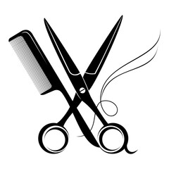 scissors and comb vector - obrazy, fototapety, plakaty