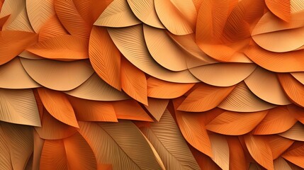  an orange background with a lot of leaves on top of it.  generative ai
