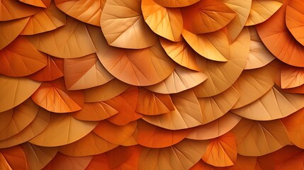  an abstract background of orange and yellow leaves with a brown center.  generative ai