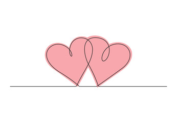 Aesthetic love symbol continuous one line drawing vector illustration. Premium vector. 