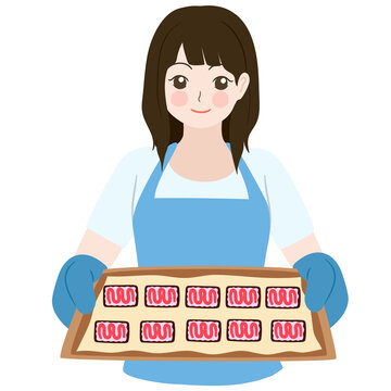 woman bake cookies
