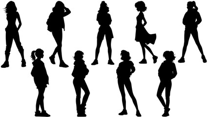 Stylish silhouettes of cool fashion ladies