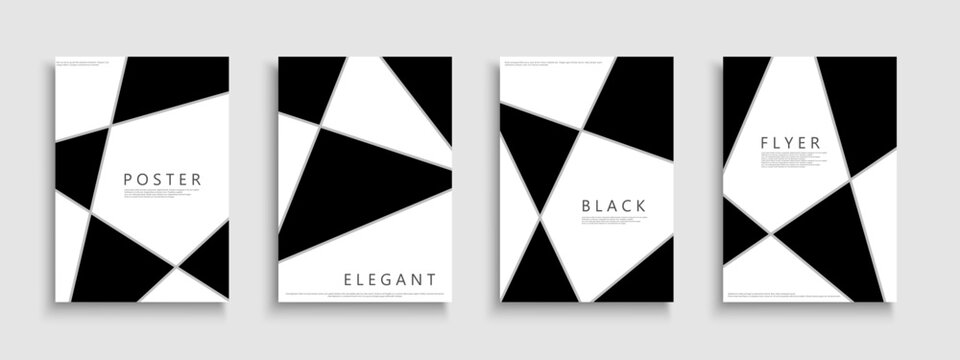 Collection of modern abstract covers, templates, backgrounds, placards, brochures, banners, flyers. Stylish black and white business posters - geometric design. Elegant cards, catalog etc