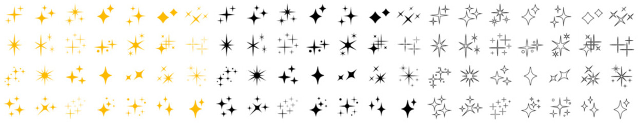 Stars line art icon. Sparkle star icons. Shine icons - obrazy, fototapety, plakaty
