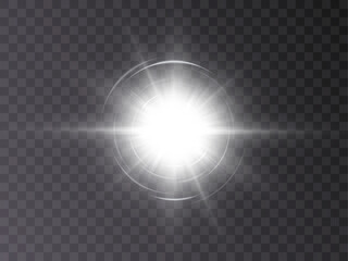 Vector magic white rays glow light effect isolated on transparent background. Christmas design element. Vector PNG