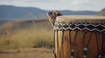 Traditional African drum - vintage. Shot in Lesotho.  - obrazy, fototapety, plakaty