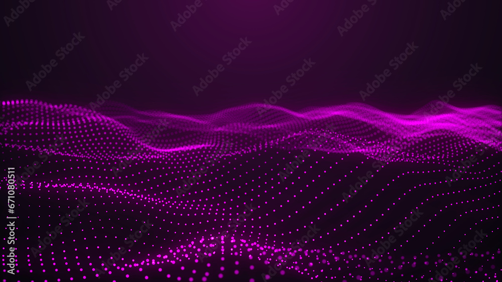 Poster technology background . futuristic point wave. abstract digital wave of particles. dark background. 