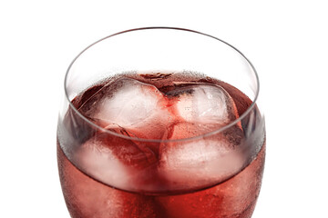 Fresh rose wine on a white background