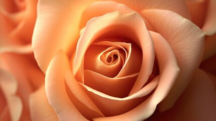  a close up view of a peach colored rose with a white center.  generative ai