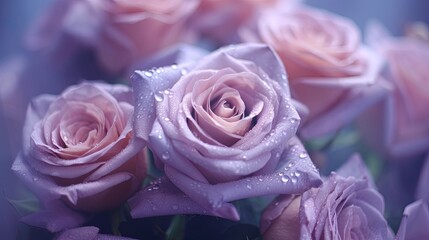  a bouquet of pink roses with water droplets on them,.  generative ai