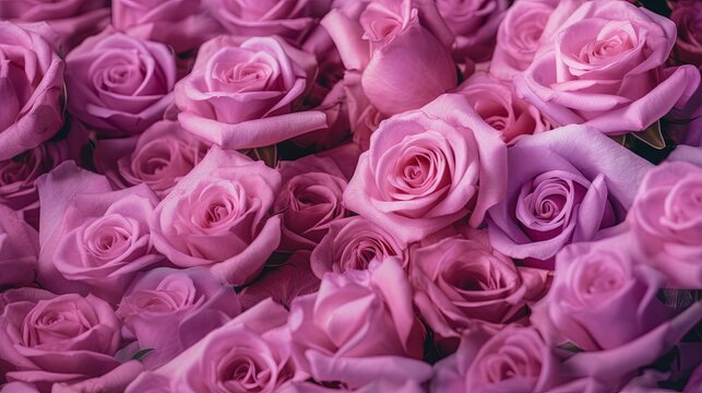  a bunch of pink roses that are in a bunch together.  generative ai