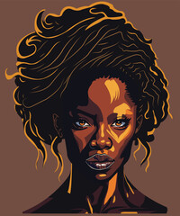 African pretty woman with fashionable hairstyle. Vector illustration for design