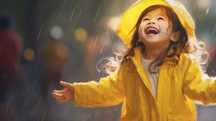 Girl dancing in the rain
