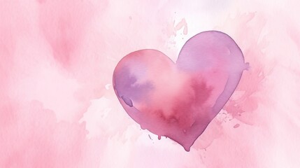  a watercolor painting of a heart on a pink background.  generative ai